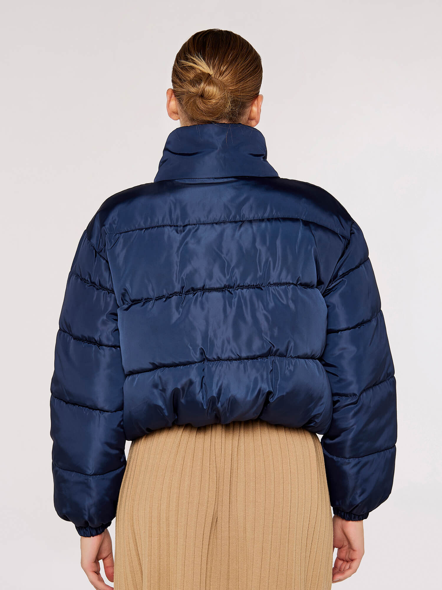 Cropped Puffer Jacket Apricot Clothing