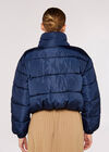 Cropped Puffer Jacket, Navy, large