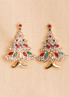Gold Tone Beaded Christmas Tree Earrings, Assorted, large