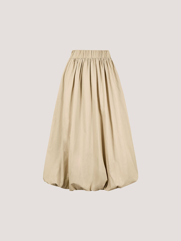 Puff Hem Midi Skirt, Stone, large