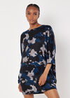 Paint Splash Jersey Knit Mini Dress, Navy, large