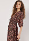 Foil Floral Paisley Satin Maxi Dress, Black, large
