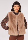Faux Fur Cropped Gilet, Brown, large