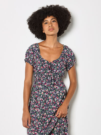 Ditsy Floral Milkmaid Midi Dress