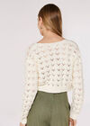 Pointelle Cropped Shrug, Cream, large