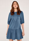 V Yoke Dress, Blue, large