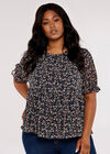 Curve Floral Ruffle Tiered Top, Navy, large