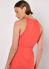Linen Blend Wrap Midaxi Dress, Pink, large