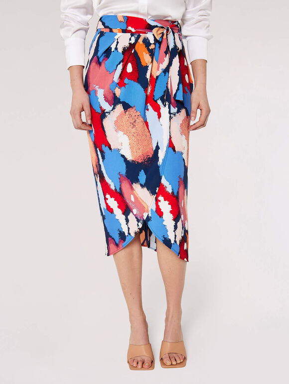 Printed Wrap Midi Skirt | Apricot Clothing