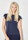 Jersey Knit Ruffle T-Shirt, Navy, large