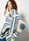 Hand-Knit Crochet Squares Cardigan, Cream, large