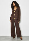 Soft Knit Wide Leg Trousers, Brown, large