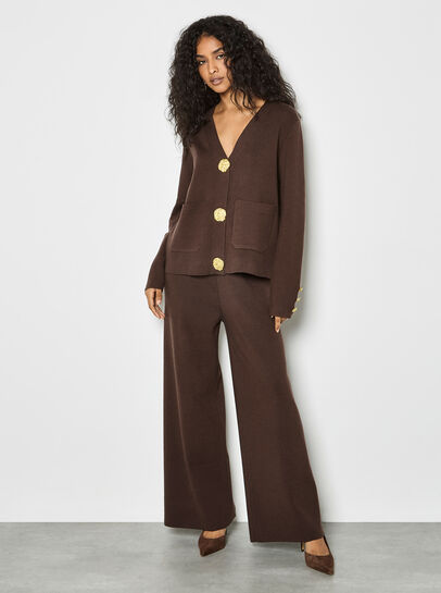 Soft Knit Wide Leg Trousers
