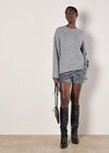Fluffy Oversized Jumper, Grey, large
