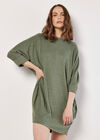 Ribbed Cocoon Mini Dress, Khaki, large