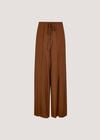 Linen Blend Wrap Wide-Leg Trousers, Rust, large