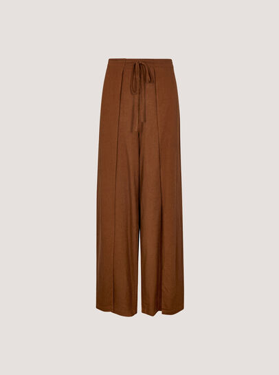 Linen Blend Wrap Wide-Leg Trousers