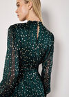 Self Stripe Gold Foil Mini Dress, Green, large
