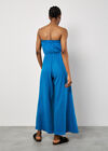 Cotton Wrap Bandeau Jumpsuit, Blue, large