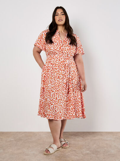 Curve Leopard Shirt Midi Dress