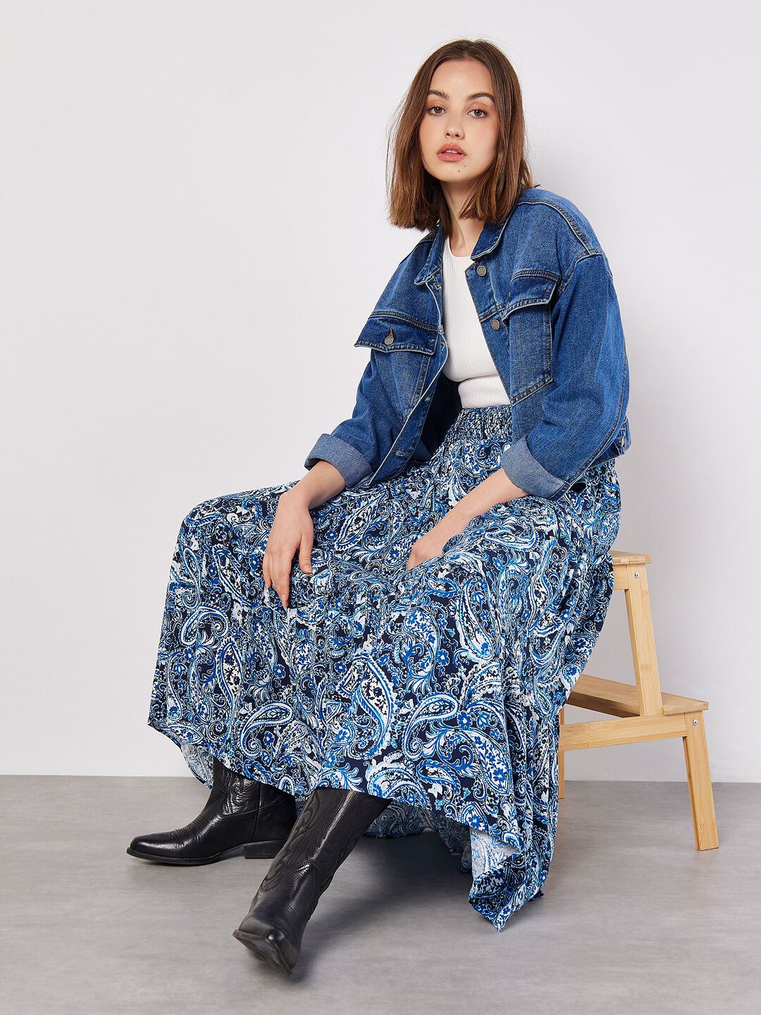 Paisley Tiered Maxi Skirt