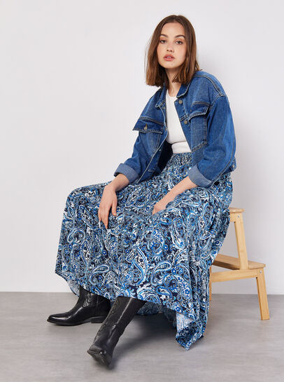 Paisley Tiered Maxi Skirt