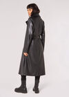 Leather-Look Trench Coat, Black, large