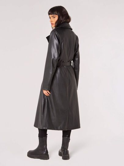 Leather-Look Trench Coat