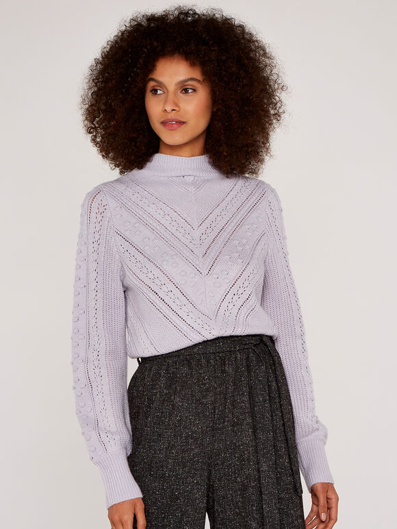 Chevron Cable Knit Jumper, Lilac, large