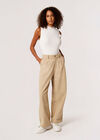 Twill Pleat Detail Trousers, Stone, large