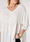 Textured Oversized Tier Top, White, large