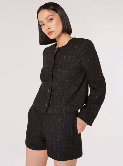 Metallic Sparkle Tailored Tweed Jacket