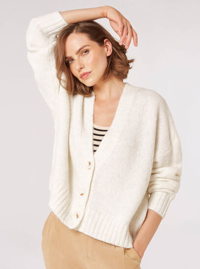 Fisherman Knit Cropped Cardigan