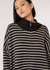Stripe Knitted Longline Jumper, Black, large
