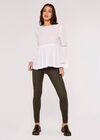 Crinkle Dobby Balloon Sleeve Top, Cream, large