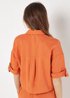 Woven Cropped Shirt, Orange, large