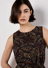 Batik Leaf Print Vest Top, Black, large