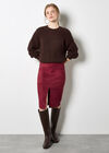 Split Front Suede Pencil Skirt, Burgundy, large
