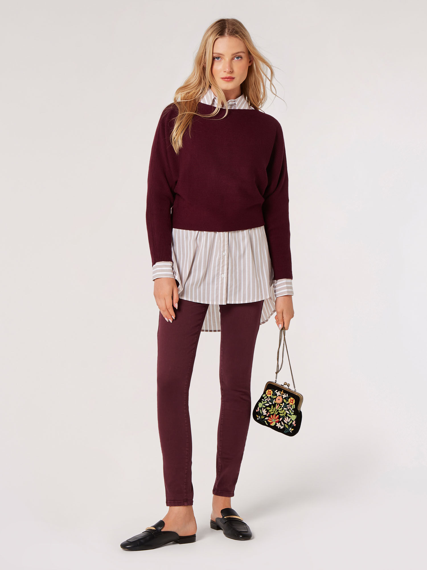 Boat Neck Ribbed Jumper Apricot Clothing