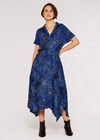 Leopard Print Shirt Midi Dress, Blue, large