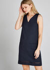 Lattice Edge Shift Dress, Navy, large