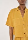 Open Collar Cropped Shirt, Mustard, large