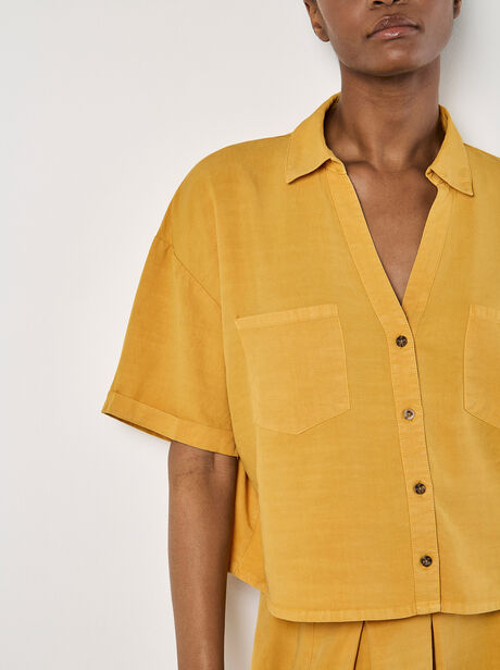 Open Collar Cropped Shirt
