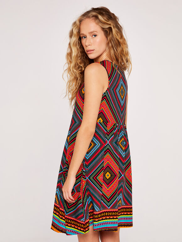 Geo Print Bakery Dress, Red, large
