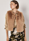 Faux Fur Cropped Gilet, Brown, large