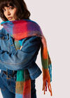 Colour Block Check Square Scarf, Blue, large