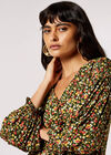 Oversized Ditsy Floral Top, Khaki, large