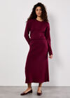 Fine Knit Cable Midi Skirt, Burgundy, large
