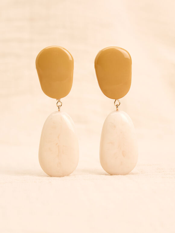 Acrylic Bead Drop Earrings, Yellow, large