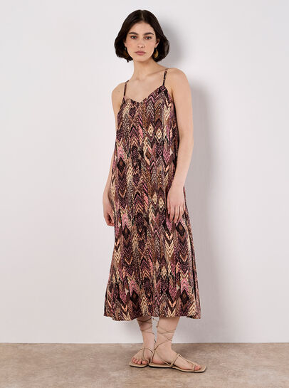 Ikat A-Line Slip Midi Dress